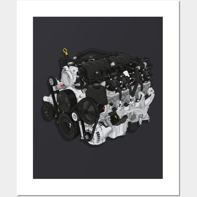 LS1 V8 engine Wall Art by ArtyMotive